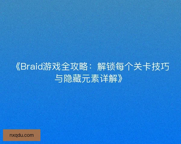 《Braid游戏全攻略:解锁每个关卡技巧与隐藏元素详解》 《Braid游戏全攻略:解锁每个关卡技巧与隐藏元素详解》