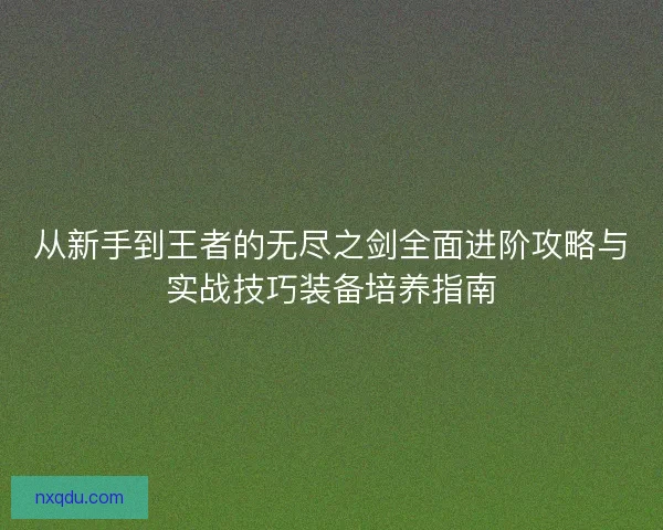 从新手到王者的无尽之剑全面进阶攻略与实战技巧装备培养指南