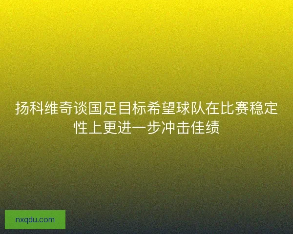 扬科维奇谈国足目标希望球队在比赛稳定性上更进一步冲击佳绩